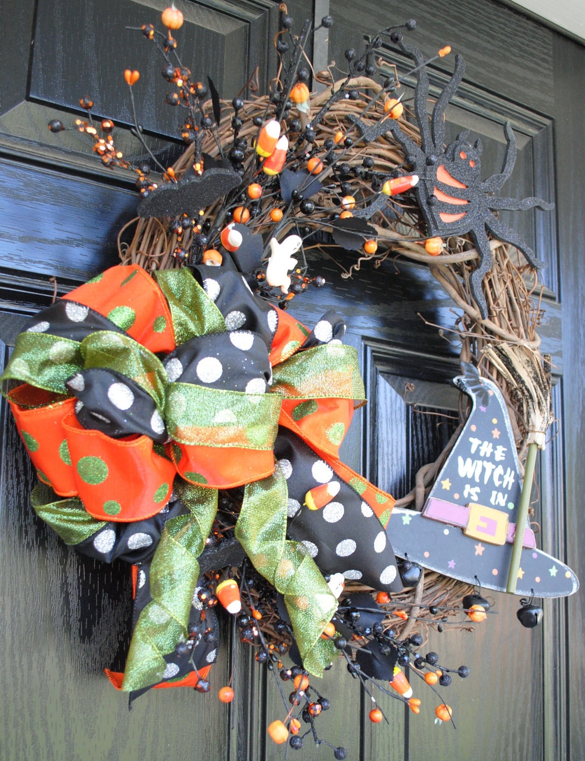 Fall Wreath Halloween Wreath Witch Ghosts Bats 20 inch