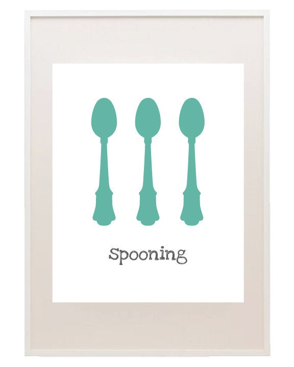 Spooning - 8x10 Print - Digital Illustration Poster - Kitchen Art