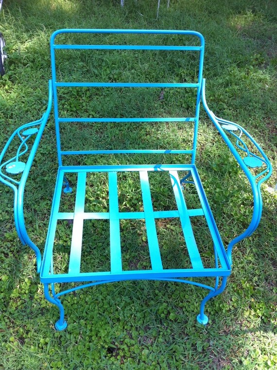 SALE, AQUA vintage wrought iron chair