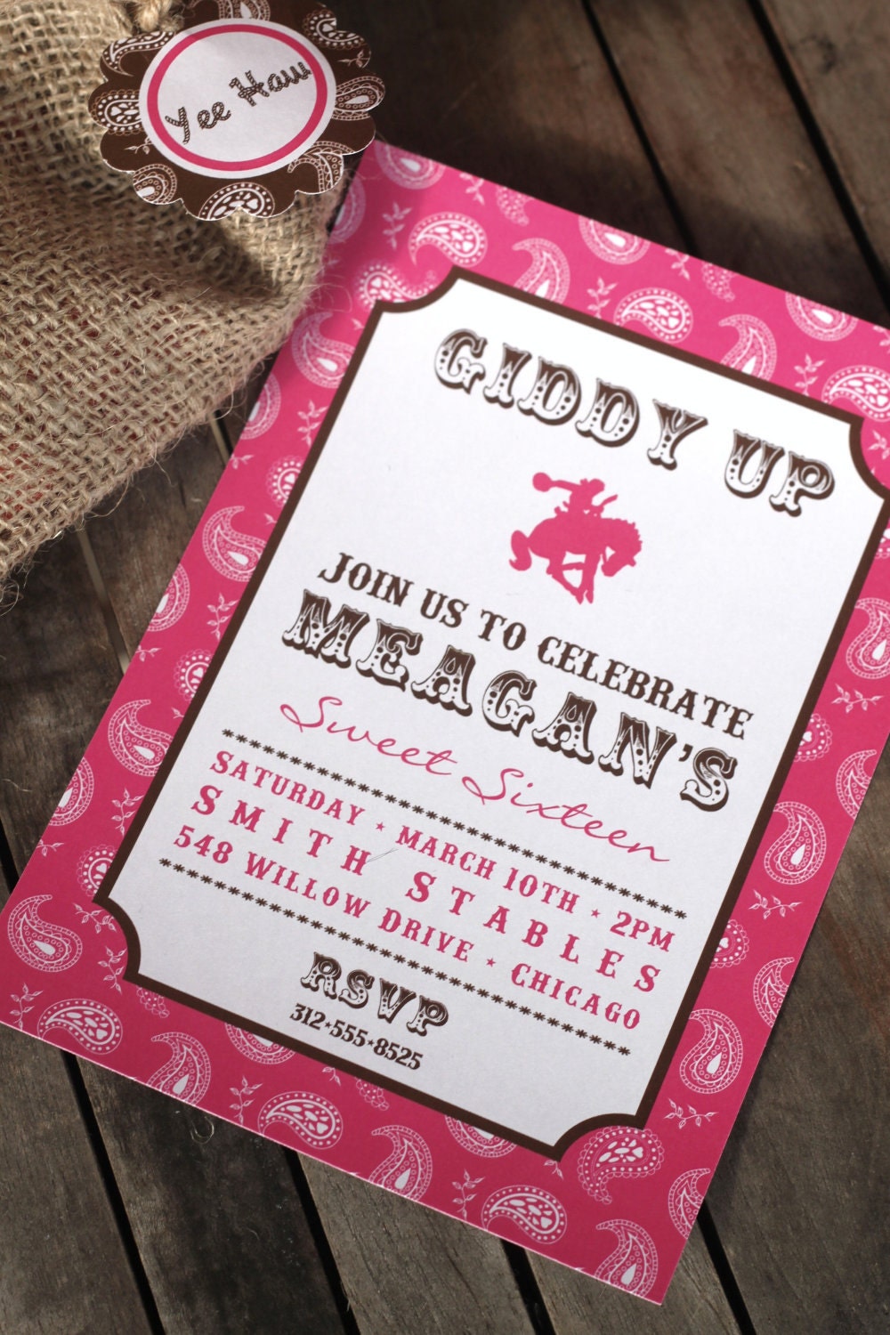 Printable Cowgirl Pink and Brown Personalized Invitation Il_170x135