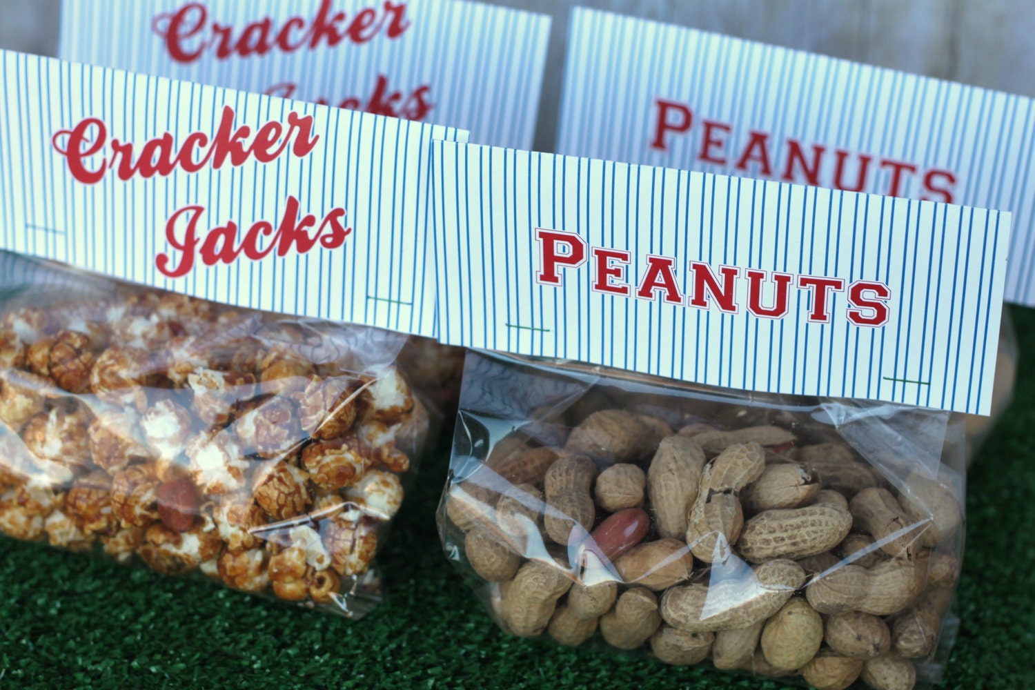 DIY Printable Baseball Bag Toppers and Sign - Peanuts and Cracker Jacks - partypapers