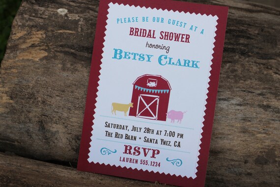 DIY Printable Rustic Red Barn Personalized Invitations - Bridal Shower, Baby Shower, Rehearsal Dinner, Party Il_570xn