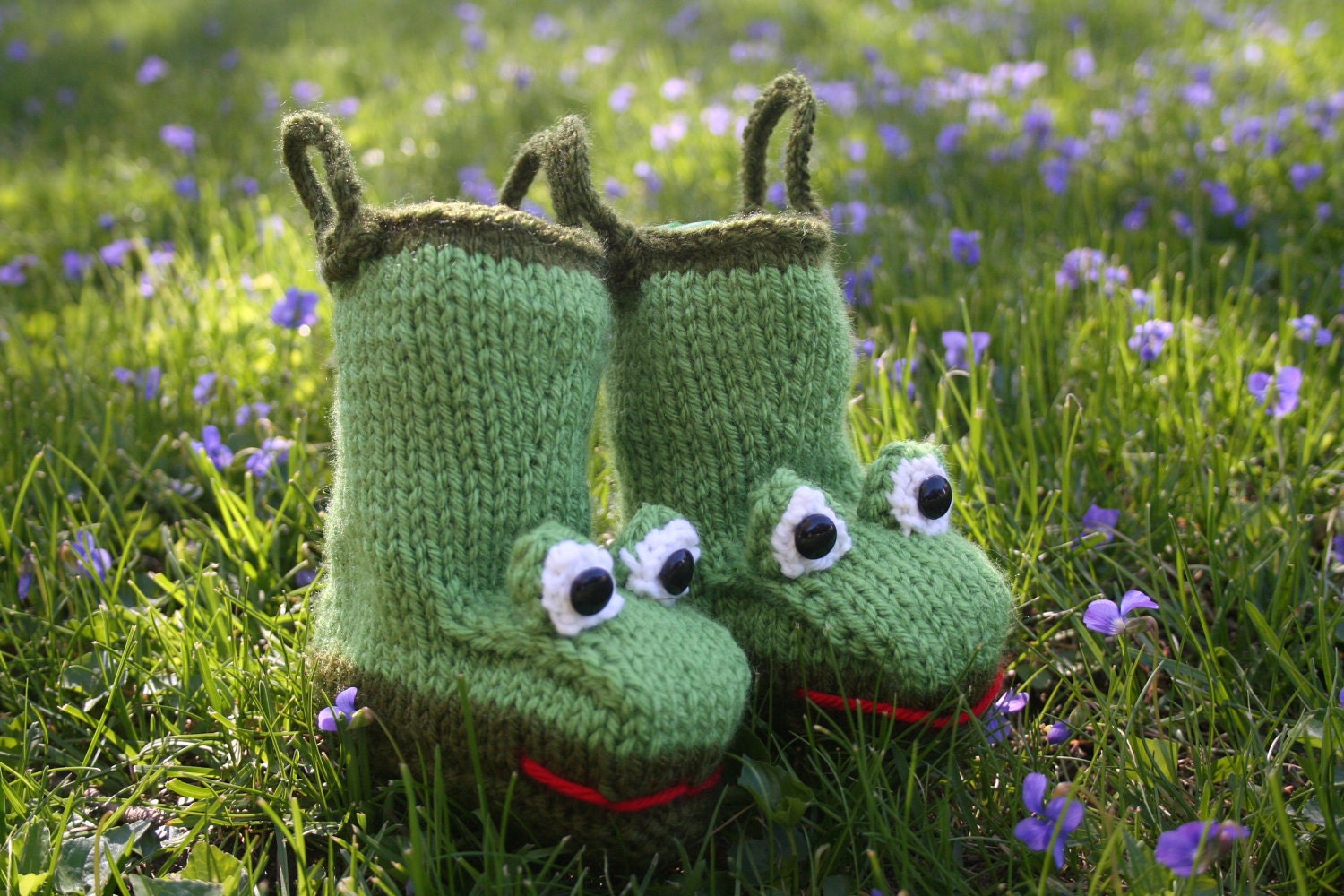 KNITTING KIT--Froggy Rain Booties  for Baby Knitting Pattern and Kit