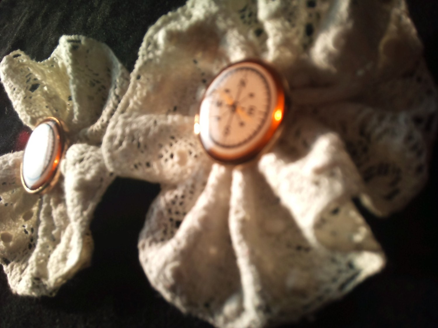 hair clips - Steampunk lace flower