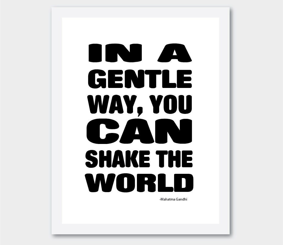 Typography Art Gandhi Quote "Shake The World" Graphic Print 8.5x11 on Art Paper