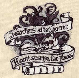 HP Lovecraft embroidered baby feeding bib.