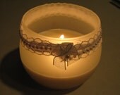 White Wedding Candle,  5 ounces of soy wax in decorated, frosted bulb jar