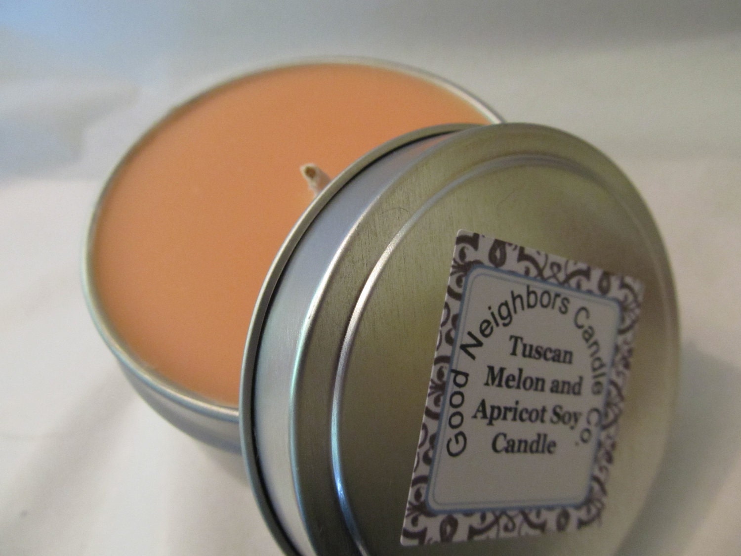 Soy Candle Tin, Melon Soy candle, Tuscan Melon and Apricot, Fruity Candle, Candle Tin
