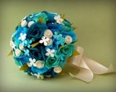 Wedding Bridal Paper Flower Bouquet - Teal Paper Flower Bouquet
