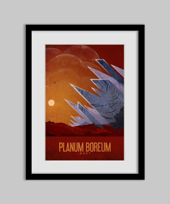 Travel Poster - Planum Boreum - Mars - 13X19