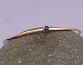 Gold Bangle, Emerald Bracelet, Emerald Bangle, Red Brass Bangle, Faceted Emerald, May Birthstone, Silver Tube Setting