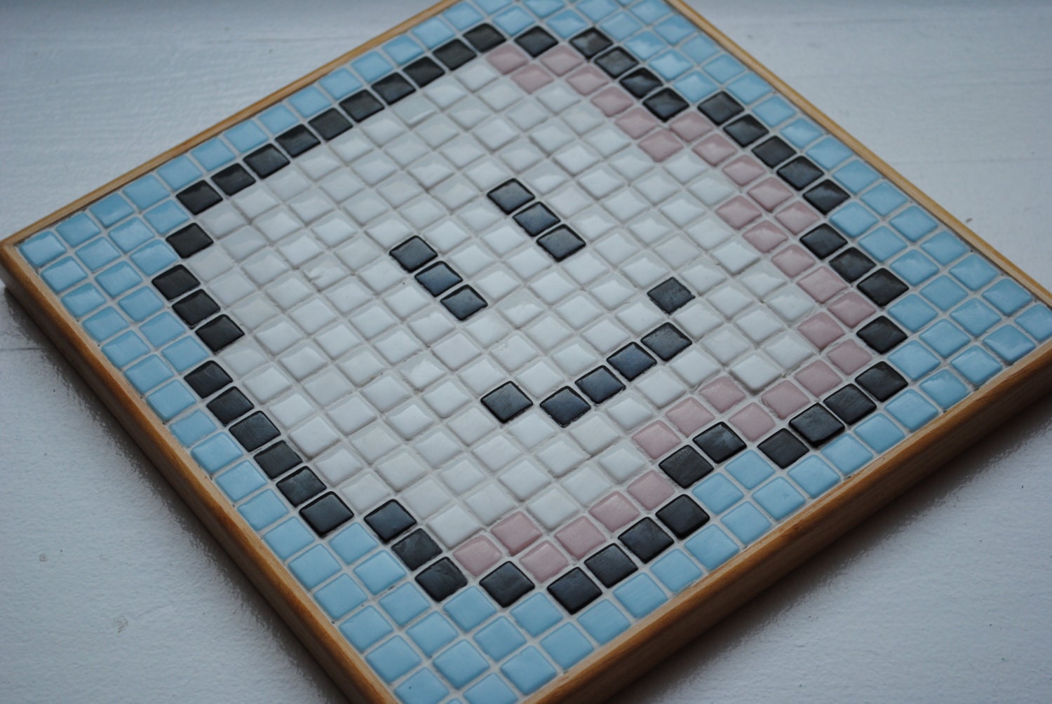 NES Mario Brothers Cloud Mosaic Recycled Glass Tile Wall Hanging