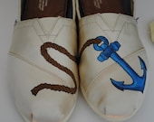 Womens Custom Hand Painted TOMS Anchor Design shoes