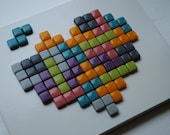 Tetris Mosaic Art- READY TO SHIP- Tetris Love Heart Shaped Glass Mosaic Tile Wall Hanging of Tetris Heart