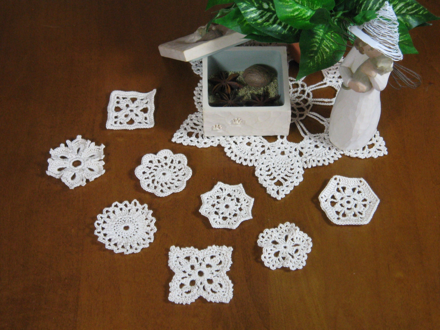 Mini crochet motif applique set A