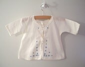 1940's Handmade Blue and White Embroidered Kimono Style Jacket