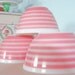 3 Pink Pyrex Striped Bowls
