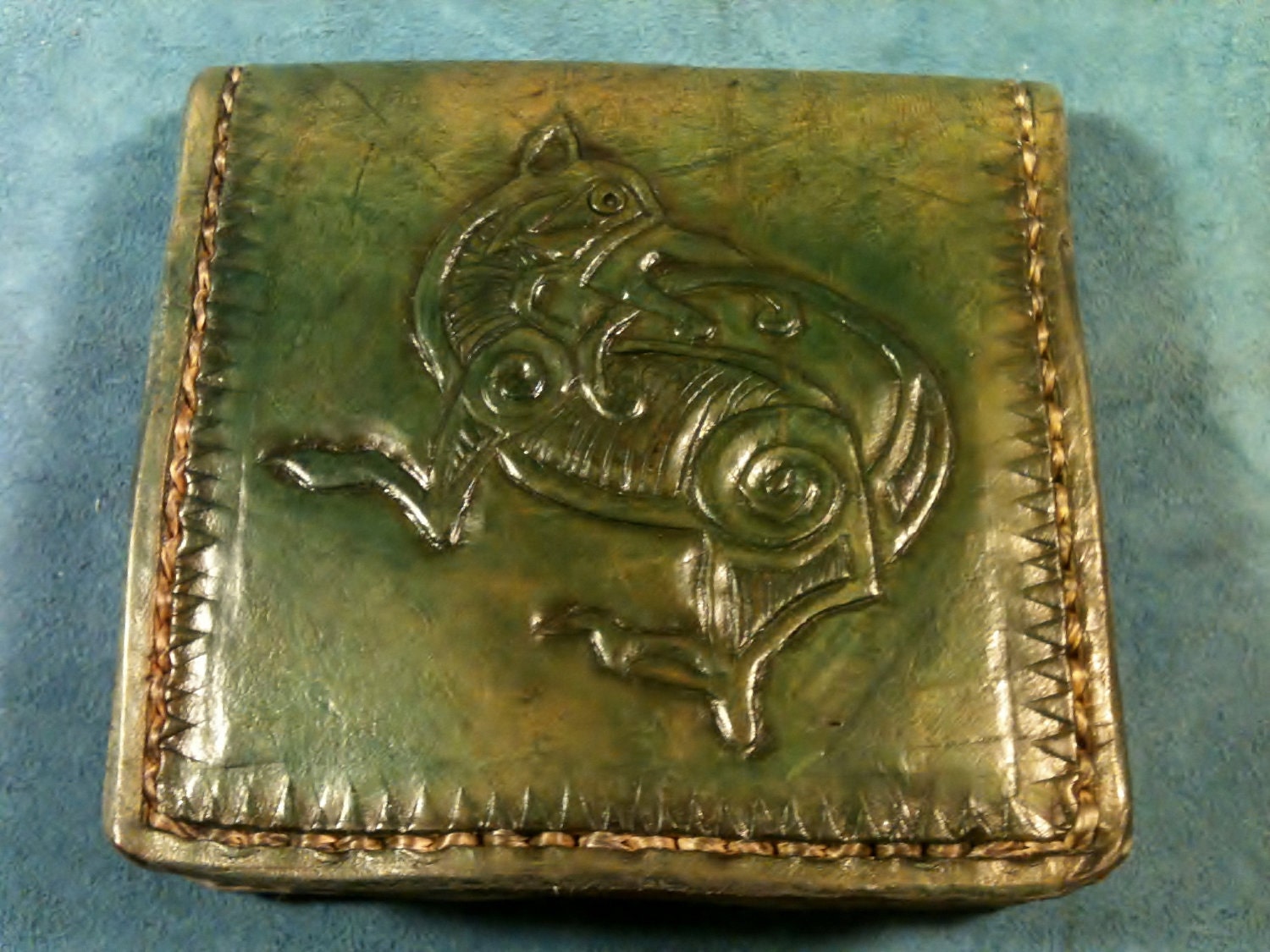 Celtic Wallet Animal Medium Green-Made to Order