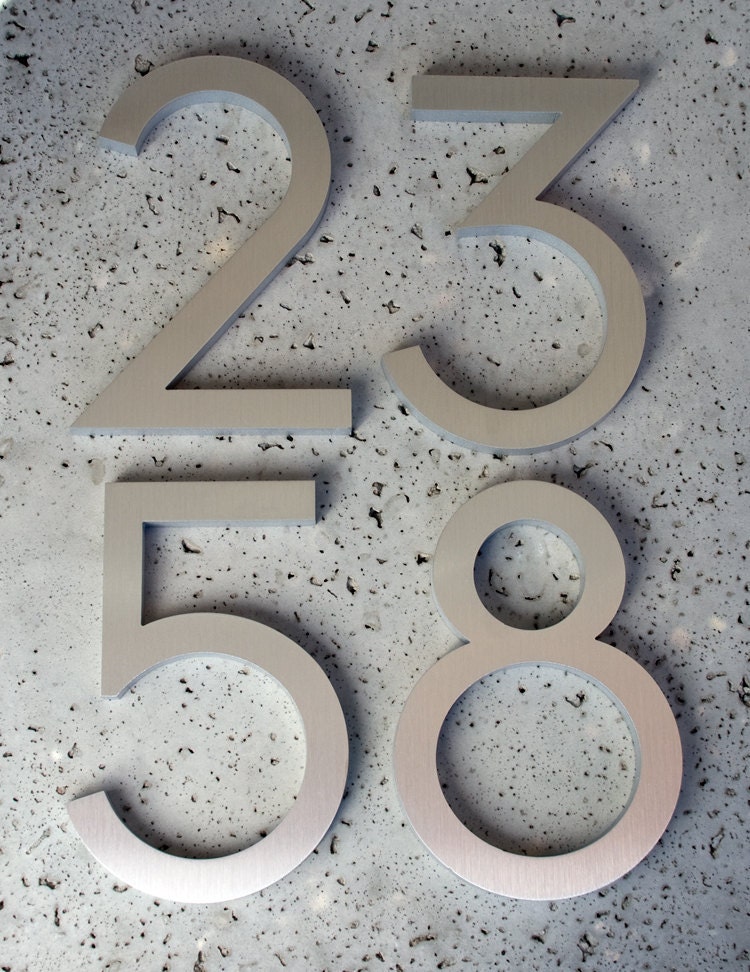 Modern House Numbers Modern Font Recycled Aluminum Set of 4 numbers 8" tall