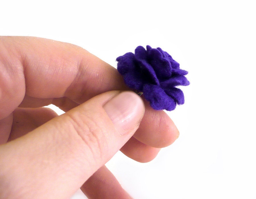 Felt Ring - Dark Blue Rose