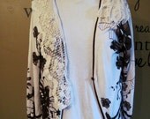 Upcycled Sweater with Handmade Antique Lace Bohemain Anthropologie Style