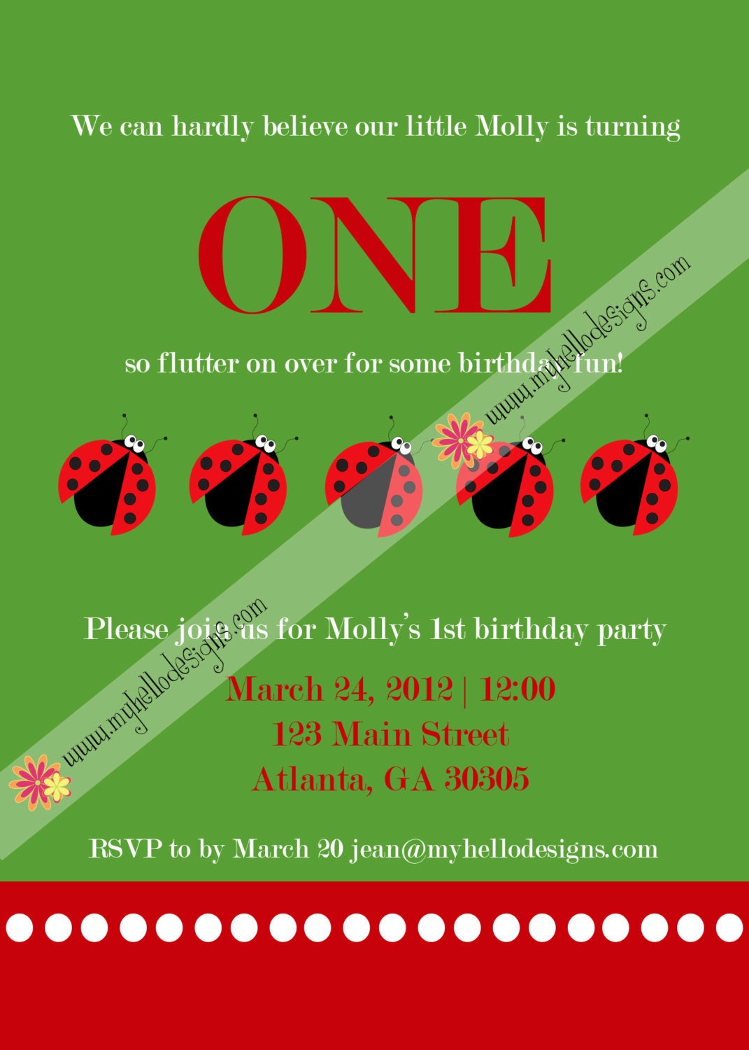 Birthday Invitation: Lady Bugs
