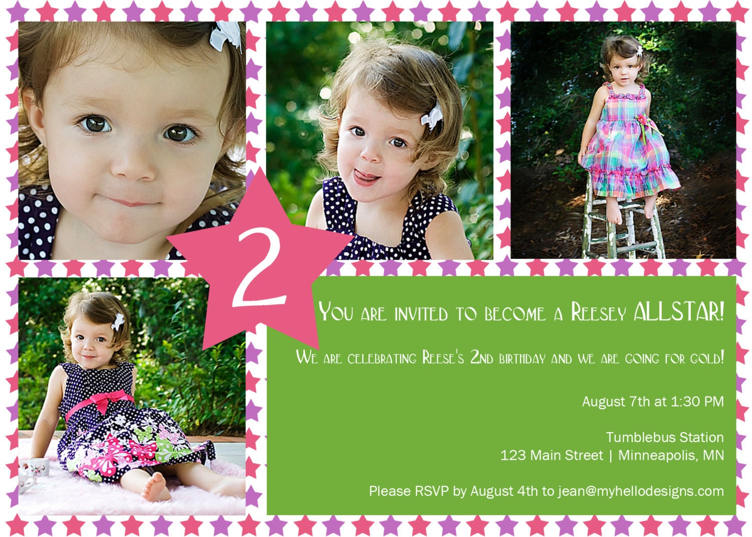 Birthday Invitation:  Allstar (Girl)