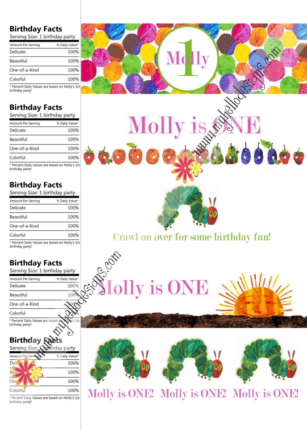 Water Bottle Labels: Very Hungry Caterpillar