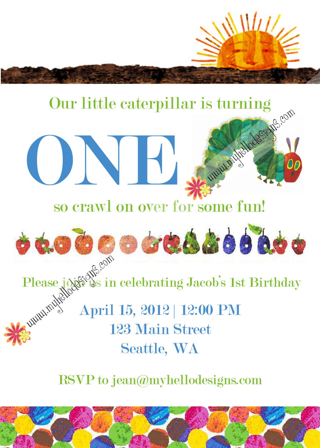 Birthday Invitation: Very Hungry Caterpillar