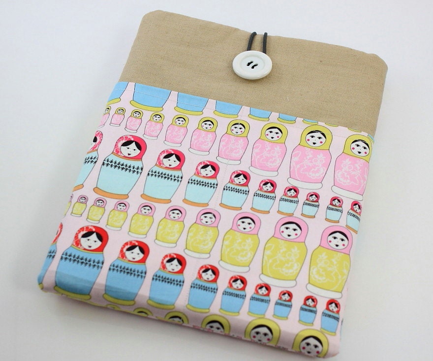 iPad Case, iPad Sleeve, iPad Cover, PADDED, with pockets for iPhone - Russian doll Matryoshkas