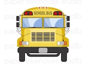 School Bus Clip Art - 3 Sizes in Set - JPG and PNG Files
