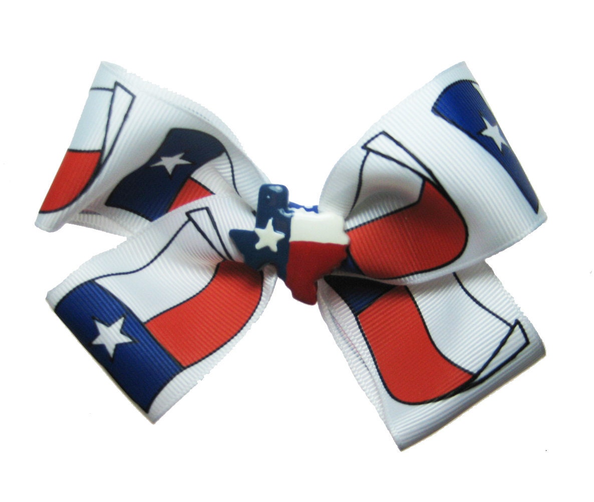 Large Texas Lone Star State Flag Hair Bow