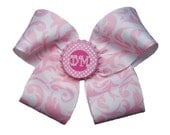 Phi Mu Sorority Rose Pink Damask Hair Bow