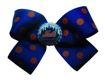 Large NY Mets Baseball Hair Bow