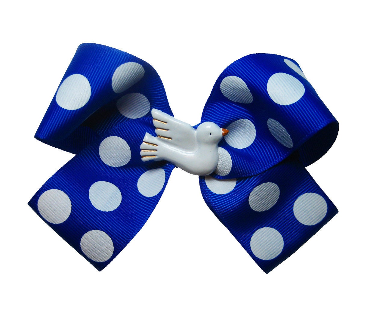 Zeta Phi Beta Sorority Dove Royal Blue Polka Dot Hair Bow
