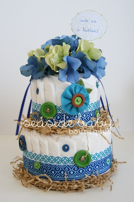 SALE Cute as a Button - Diaper Cake