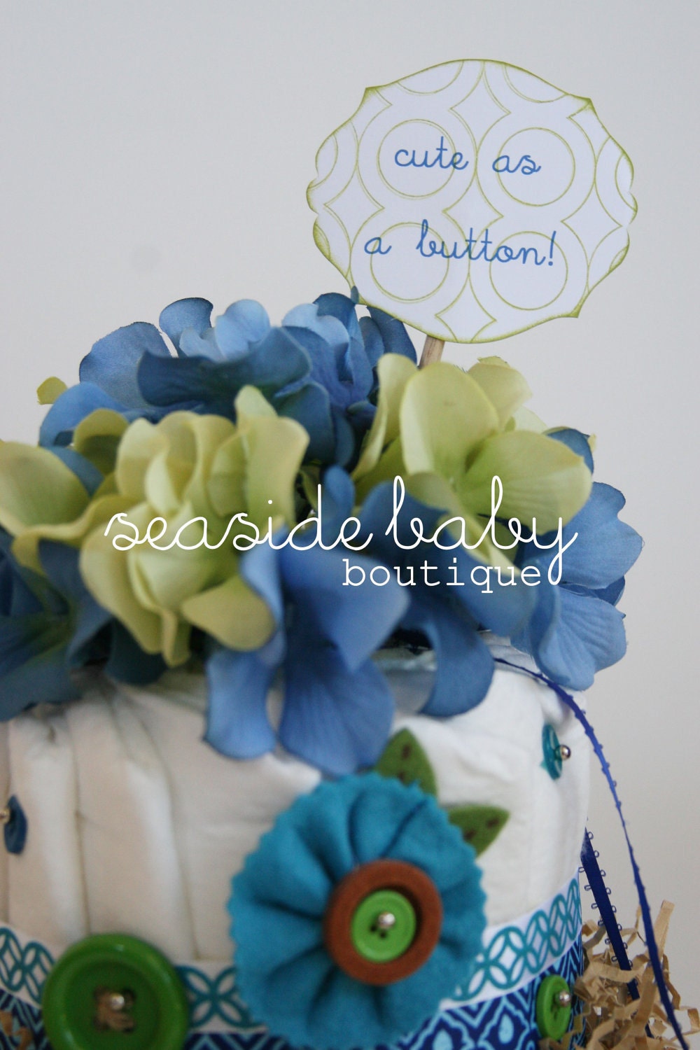 SALE Cute as a Button - Diaper Cake