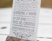 Sample Letterpress Wedding Invitation and Reply Postcard