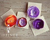 Clemson Hair Bow, Satin Flower Orange and Purple Bow