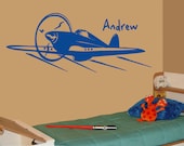Personalized Vintage Plane - Vinyl Wall Art - FREE Shipping - Fun Custom Wall Decal