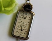 Double clock antique brass pocket watch necklace with rose