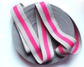 1 7/8" Grey and Pink Stripes Stretch Elastic Band (1 Yard)