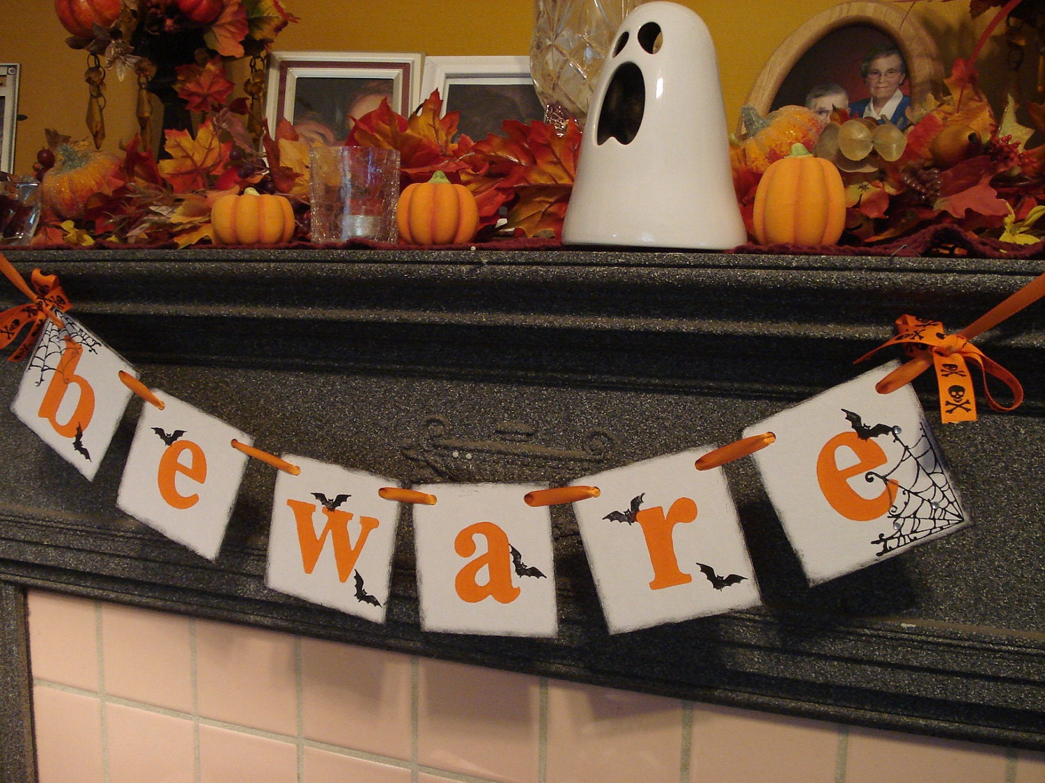 Beware Halloween Banner- Halloween Decoration-Halloween Garland- holiday Garland photo prop