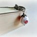 Apple snail- long Necklace Shell pendant Orange  angerine citrus white antiqued brass gift for her