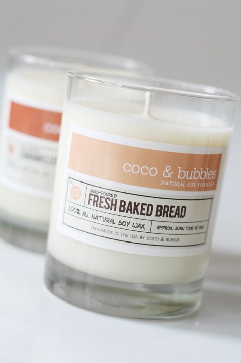 No. 128: FRESH BAKED BREAD  // Natural Soy Candle // 13 oz // Highly Scented