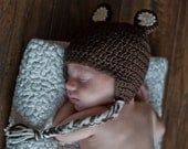 Crochet, Baby Bear Beanie with Earflaps (Toddler, Child, & Youth/ Adult sizes) - knit, newborn, hat, boy, girl, baby, photo, prop