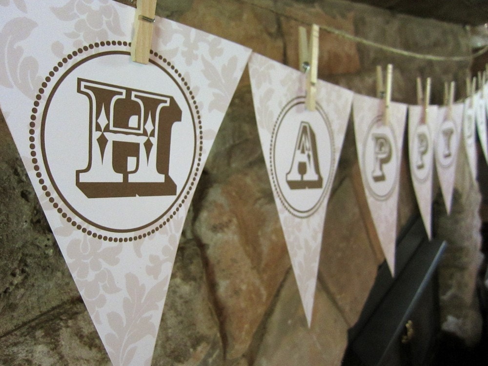 VINTAGE COWGIRL/COWBOY Printable "Happy Birthday" Pendant Banner