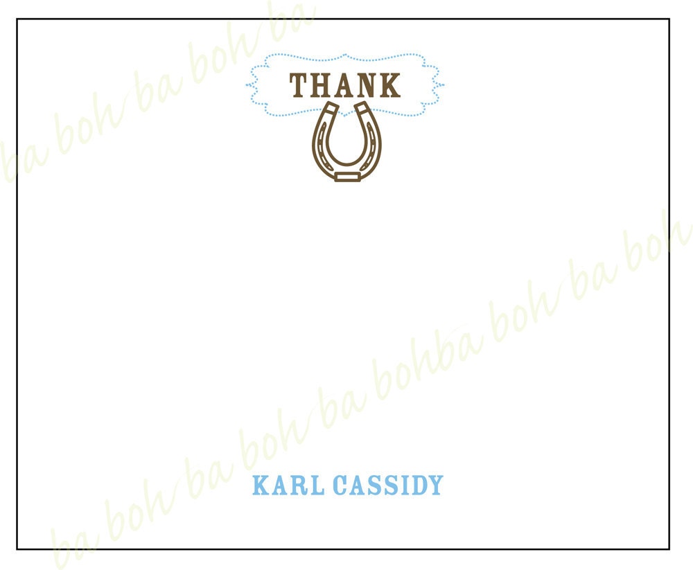 VINTAGE COWGIRL/COWBOY Printable Personalized "Thank You" Note Cards