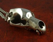 Bear Skull Antique Silver Cave Bear Skull on 24" Antique Silver Chain