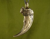 Bear Claw Necklace Bronze Bear Claw Pendant on 24" Gunmetal Chain